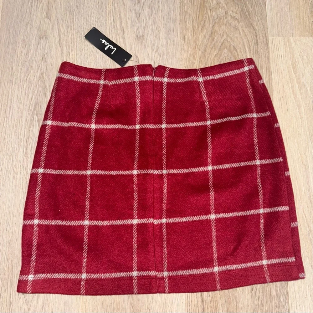 Lulus Spence Wine Red Plaid Mini Skirt - Size Medium
